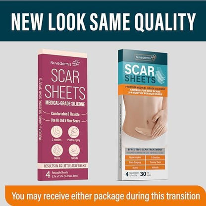 Silicone Scar Sheets - Light Skin Tone - Pack of 4