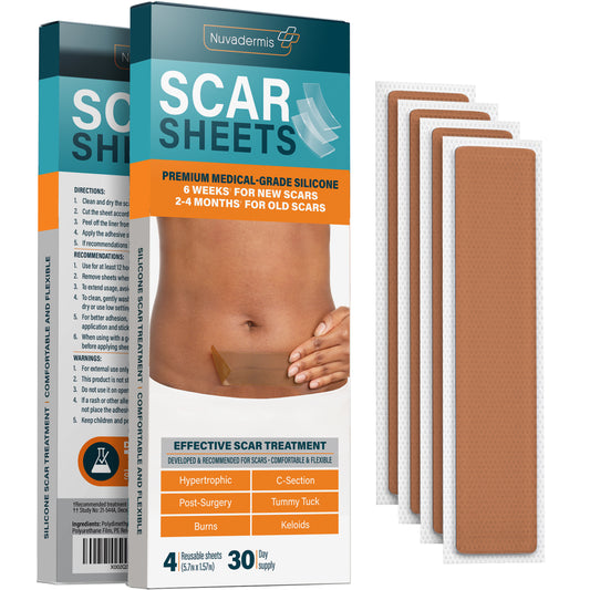 Silicone Scar Sheets - Medium Skin Tone - Pack of 4