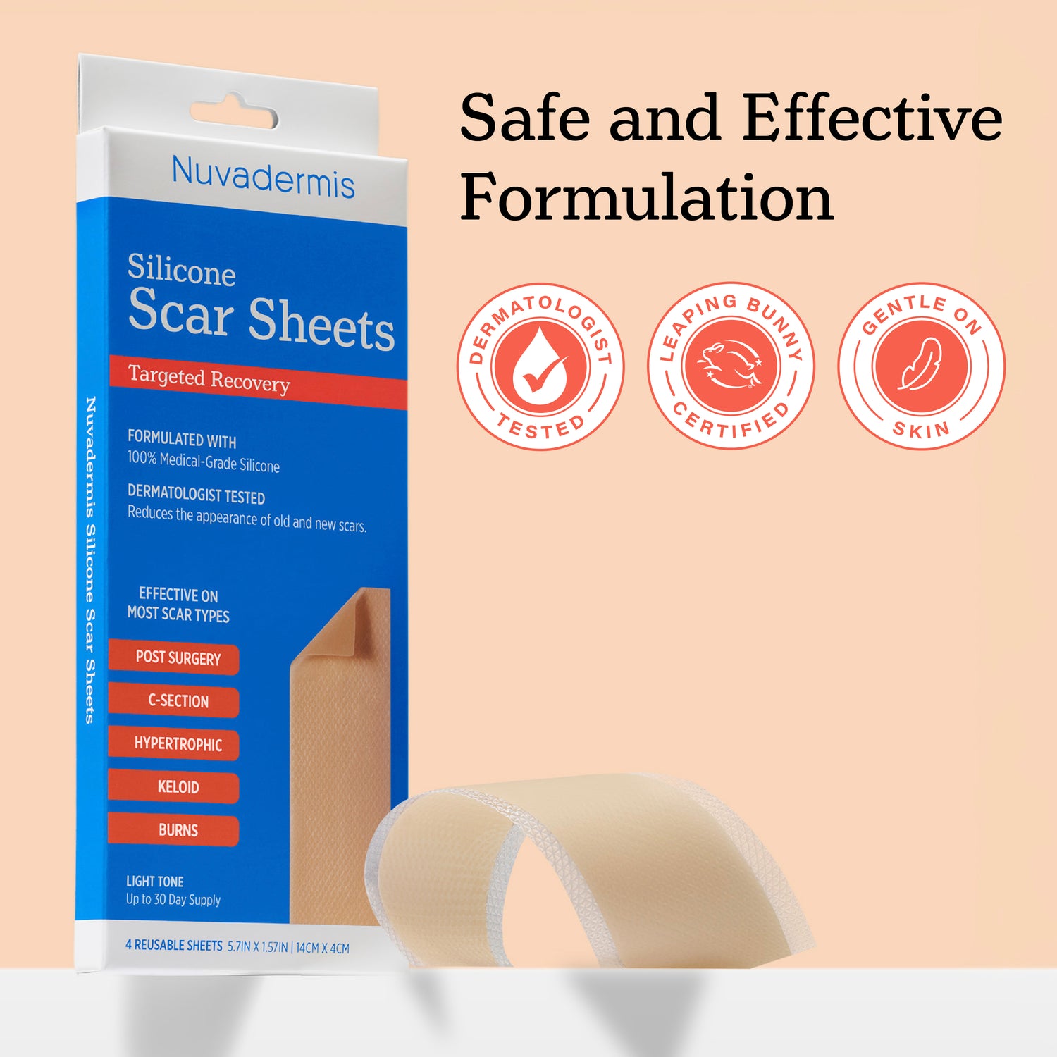 Silicone Scar Sheets- Light Skin Tone