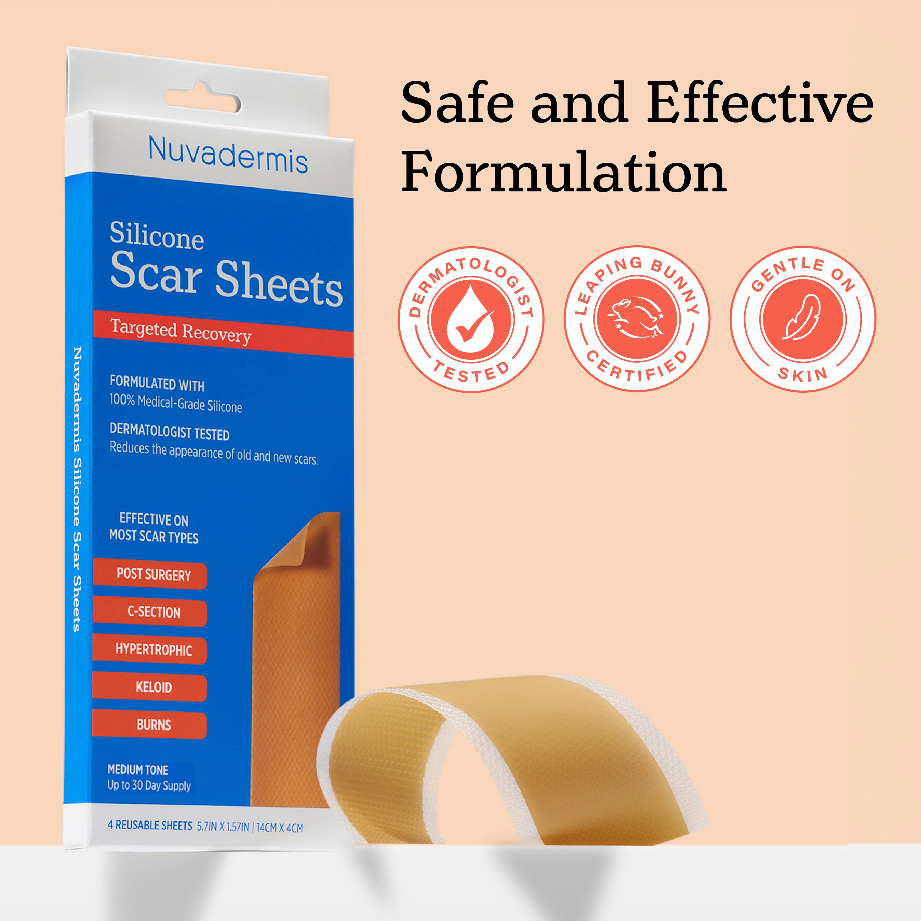 Silicone Scar Sheets - Medium Skin Tone