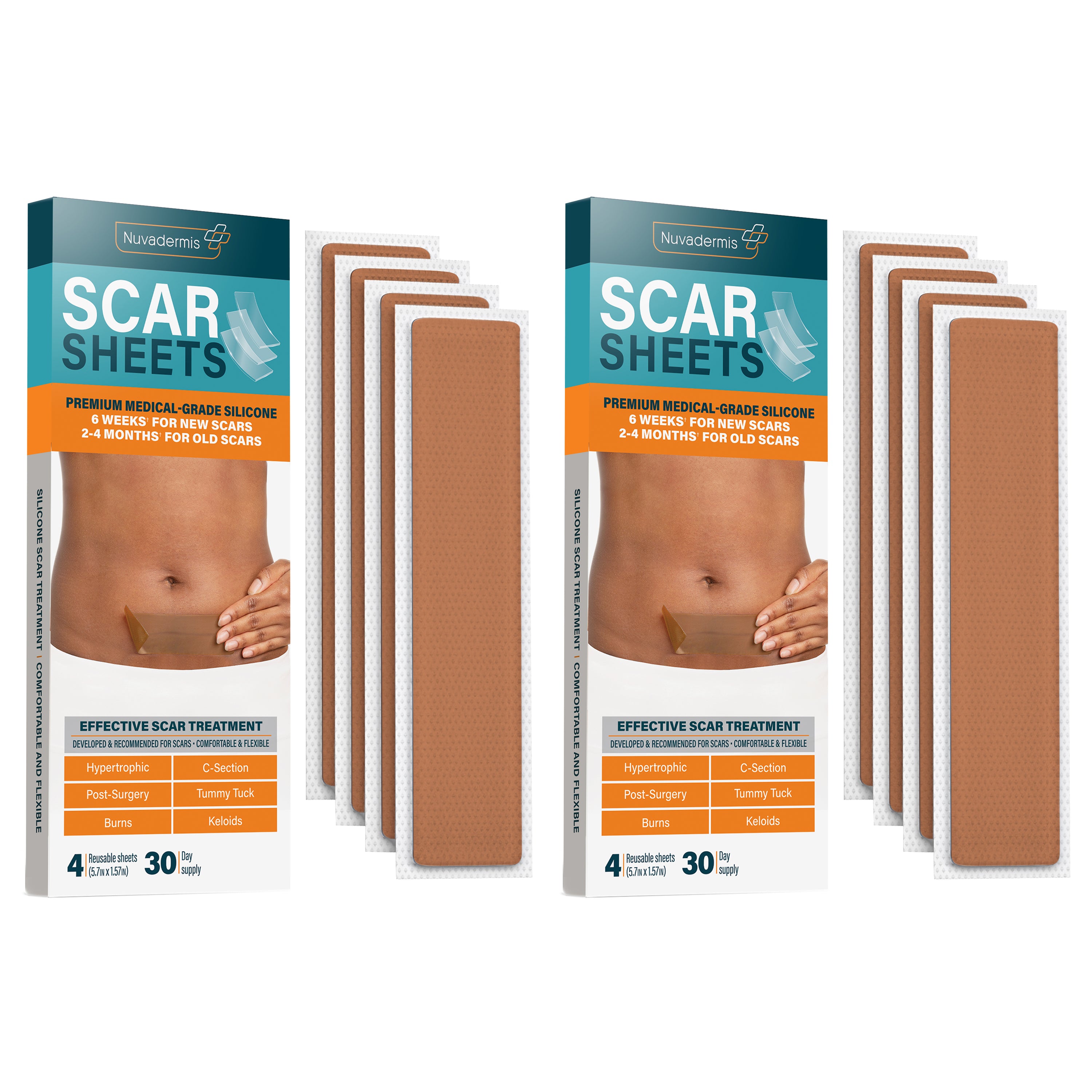 Silicone Scar Sheets - Medium Skin Tone